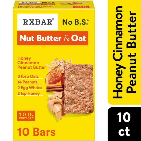 RXBAR Nut Butter and Oat Honey Cinnamon Peanut Butter Protein Bars, Protein Snacks