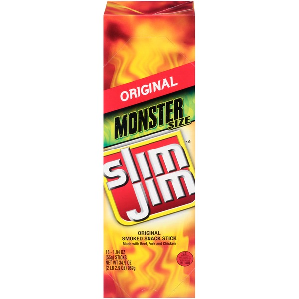 Slim Jim Original Monster Size Spicy Smoked Snack (1.94 oz) Instacart