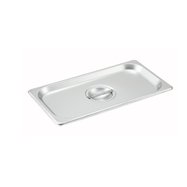 Winco - 18/8 Stainless Steel Steam Pan Cover, Solid - Third (1/3), 12.88" x 7" x 1.5" - 1 Ct.