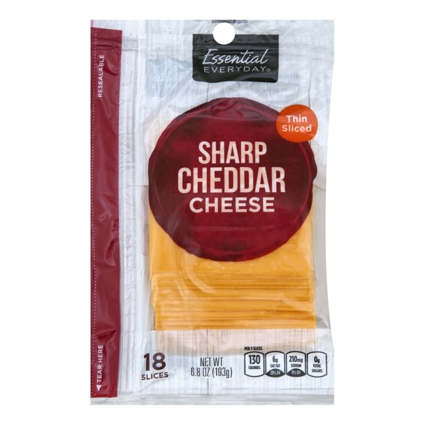 Essential Everyday Cheese, Sharp Cheddar, Thin Sliced (18 each) Instacart