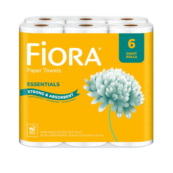 Fiora 2-Ply Essentials Strong & Absorbent Giant Paper Towels