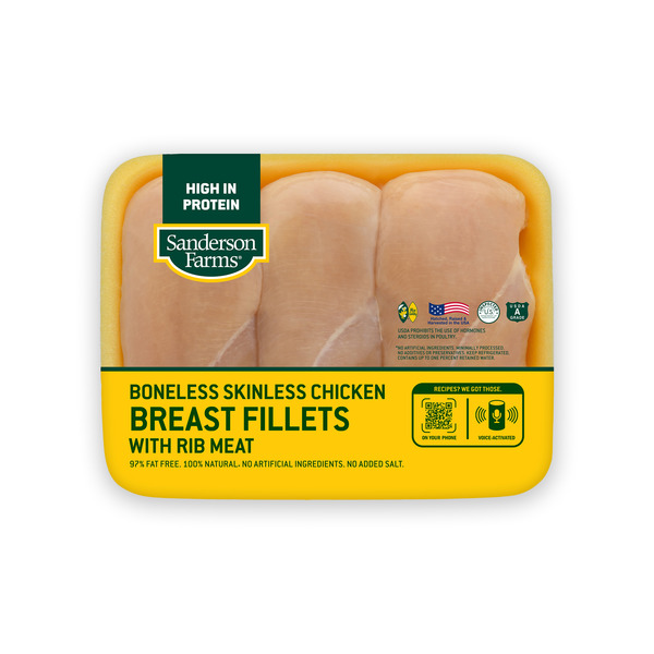 Sanderson Farms Boneless Skinless Chicken Breast Fillets with Rib Meat