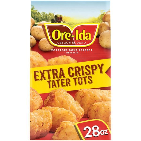 Ore-Ida Extra Crispy Tater Tots Seasoned Shredded Food Snacks Frozen Potatoes