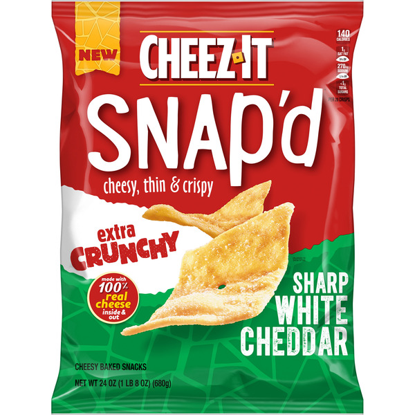 Cheez-It Snap'd Extra Crunchy Crackers, Sharp White Cheddar, 24 oz