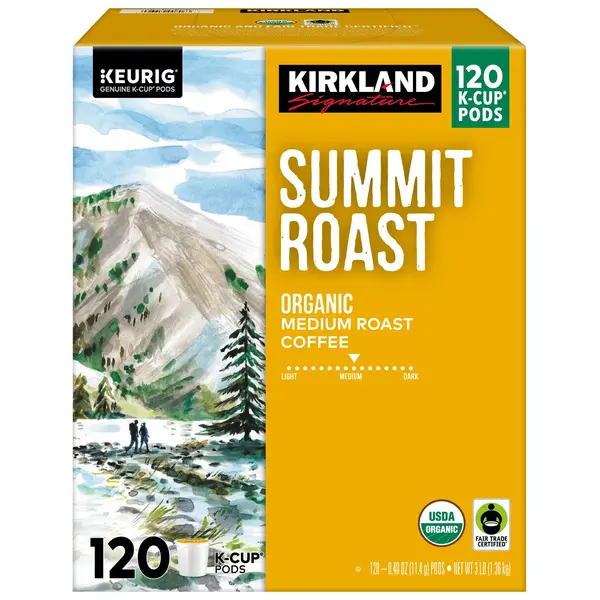 Kirkland Signature Coffee Organic Summit Roast K-Cup Pod, 120 count