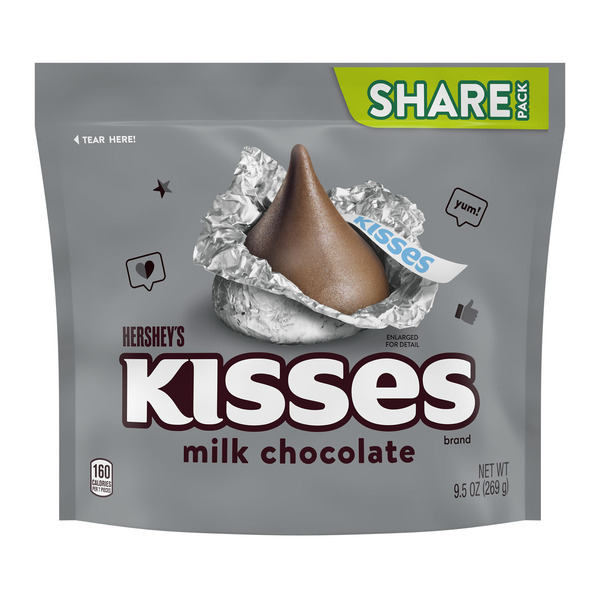 Hershey's KISSES Milk Chocolate Candy Share Pack, 9.5 oz