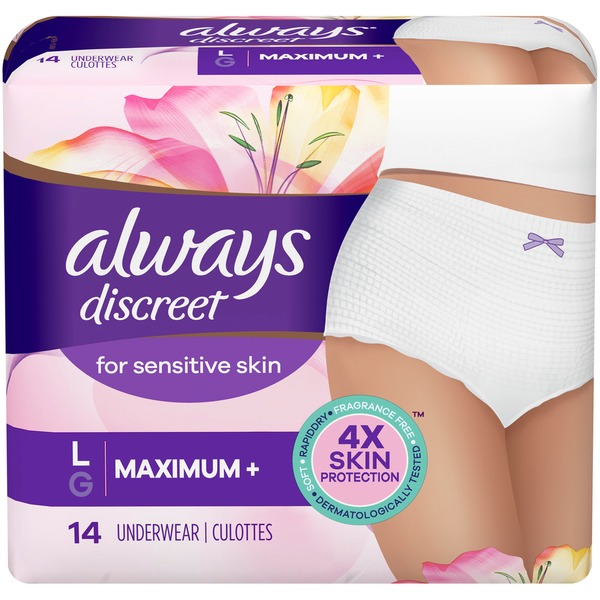Always Discreet Always Incontinence & Postpartum Underwear, Overnight