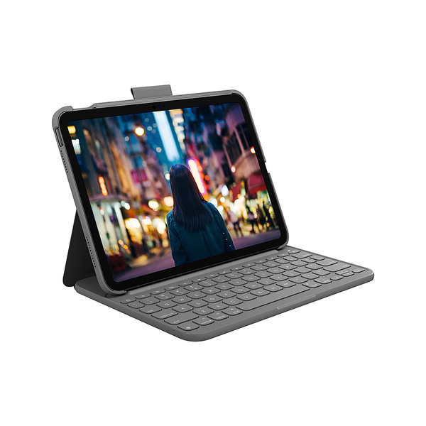 Logitech 10th Gen Slim Folio Keyboard Case for Apple iPad - Oxford Gray
