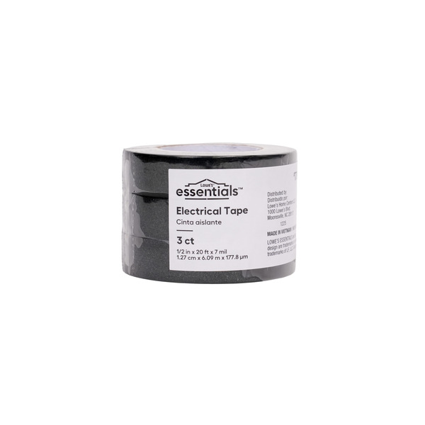 Lowe's Essentials 0.5-in x 20-ft Vinyl Electrical Tape Black 3 -Pack