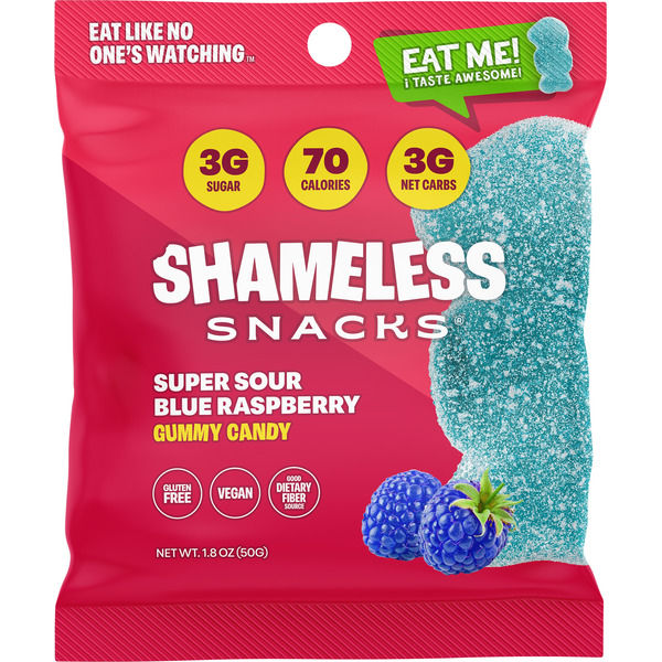 Shameless Snacks Super Sour Blue Raspberry Gummy Candy Same-Day