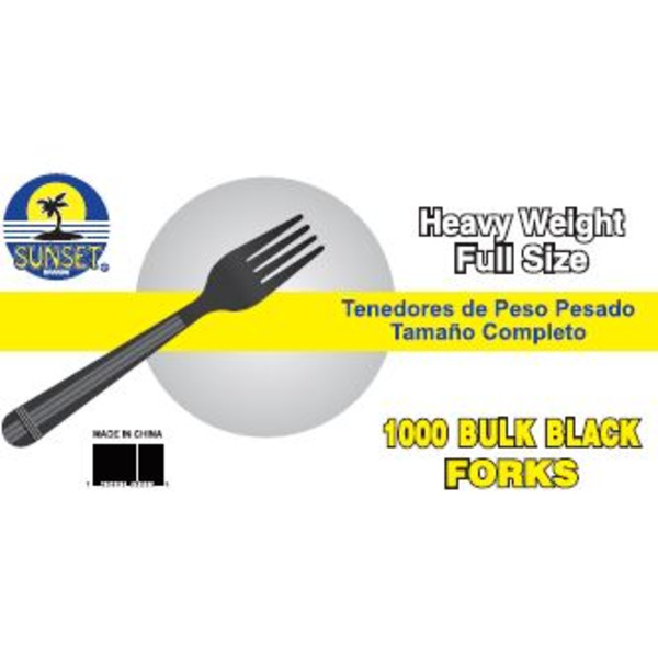 Sunset - Black Heavy Weight Plastic Forks - 1000 ct