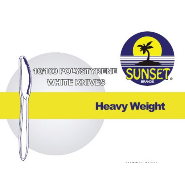 Sunset - White Heavy Weight Plastic Knives - 1000 ct