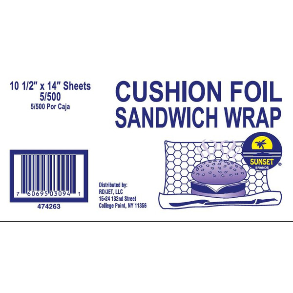 Sunset - 10.5 x 14 Foil Cushion Sandwich Wrap - 2500 ct