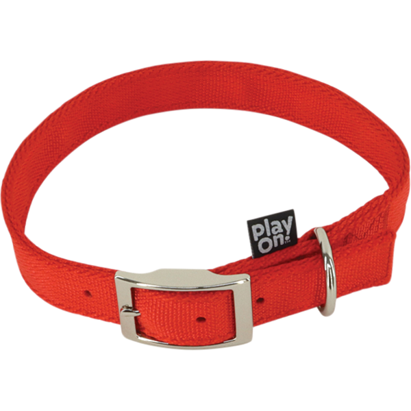 Play On Two Ply Basic Flat Dog Collar - Red