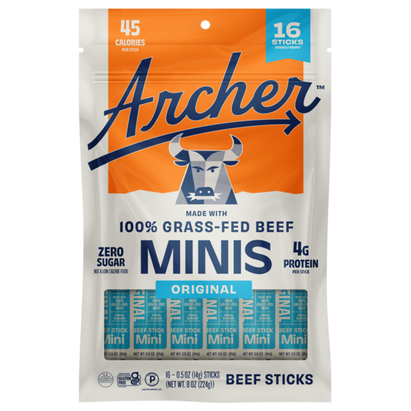 Country Archer Mini Jerky Beef Sticks, Original, Grass-Fed