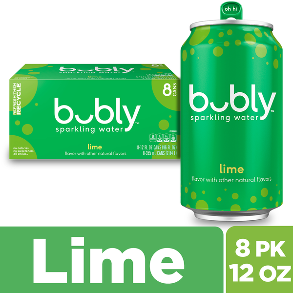 bubly Sparkling Water, Lime - Pack