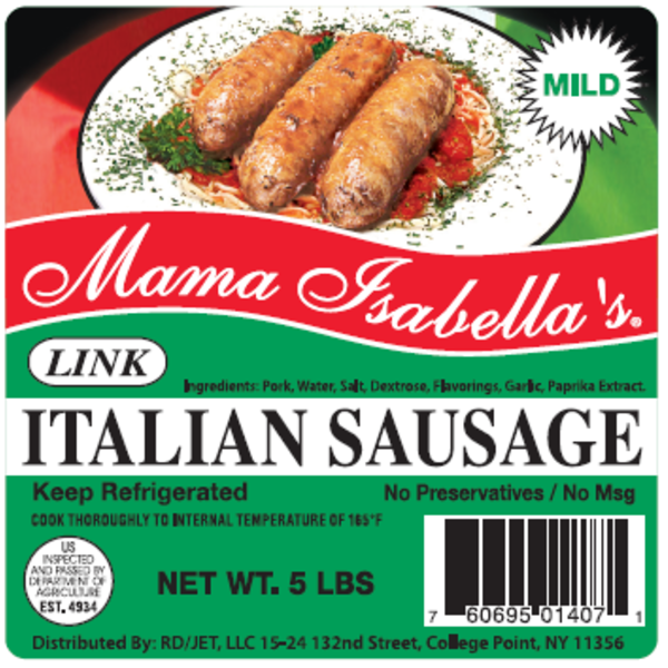 Mama Isabella's - Mild Italian Sausage Links - 5 lbs