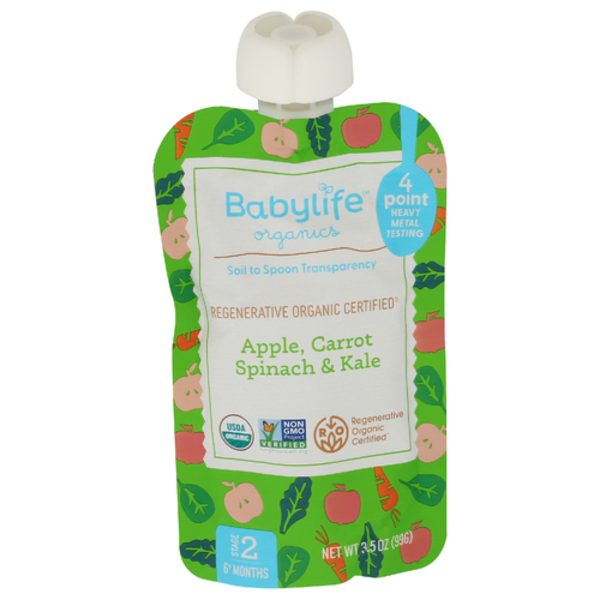 Babylife Organics Organic Apple Carrot Spinach & Kale Stage 2 Baby Food Pouch