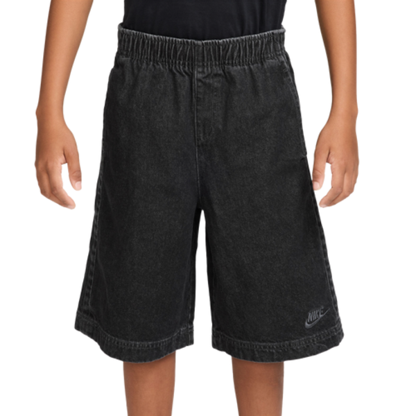 Nike Big Kids' Sportswear Collection Archival Denim Shorts, L - Black/Anthracite/Volt/Anthracite
