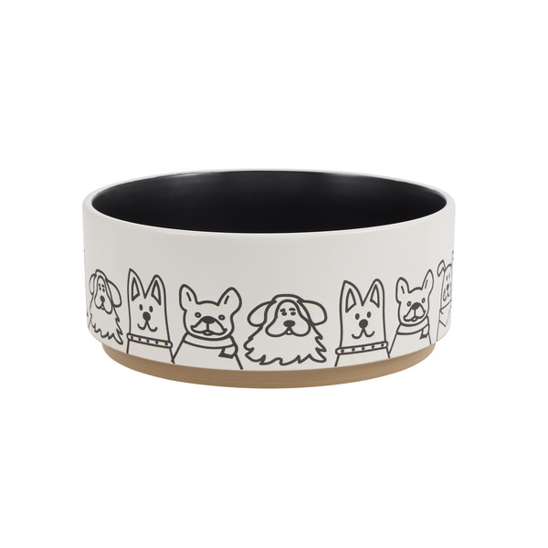 Top Paw Black & White Ceramic Dog Bowl
