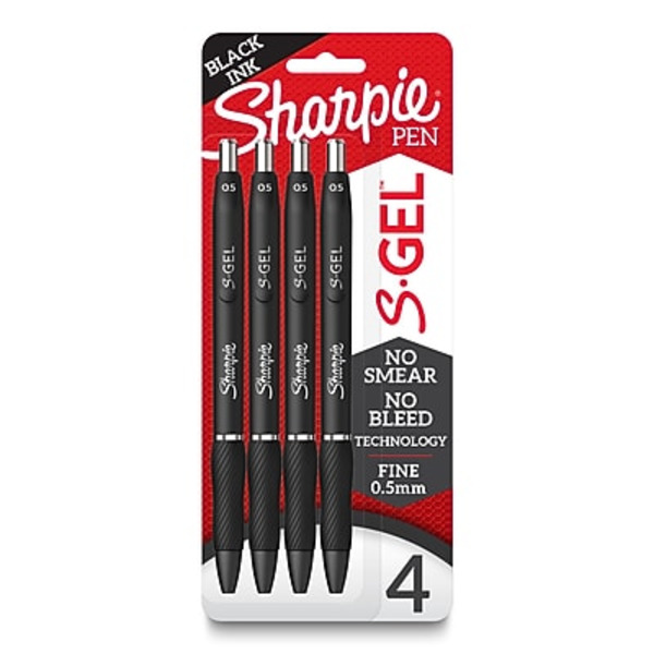 Sharpie Black Ink Fine Point S-Gel Retractable Gel Pens