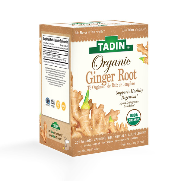 Tadin Organic Ginger Root Tea, Caffeine Free Herbal Tea