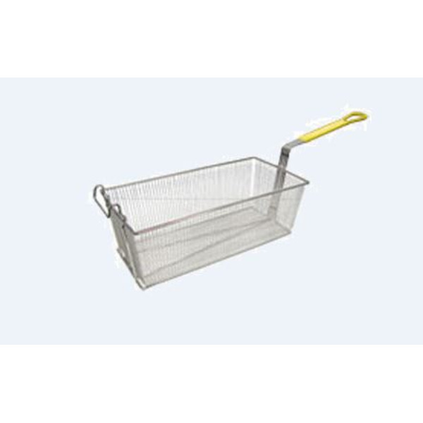 Fry Basket, 17" x 8-1/4" x 6" deep, yellow coated handle