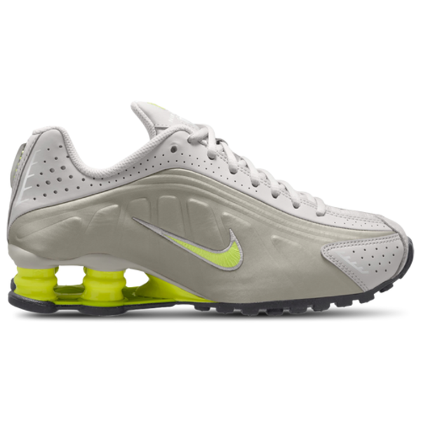 Nike Boys' Shox R4 Grade School Shoe, Size 5.5 - College Grey/Volt