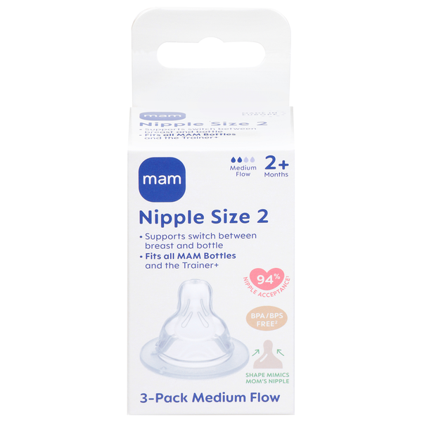 MAM Medium Flow 2+ Months Size 2 Nipple