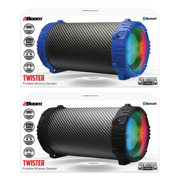 2Boom Twister Portable Bluetooth LED Speaker Same-Day Delivery