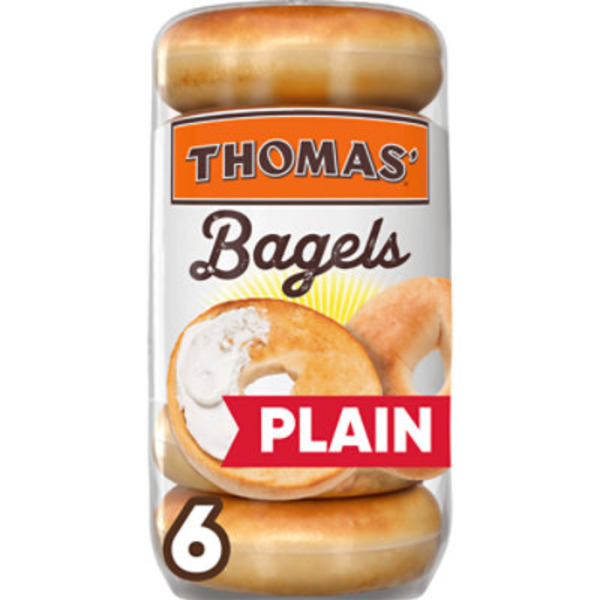 Thomas’ 6 ct, Plain, Bagels, 9g Protein, Kosher, Bagels, 18 oz