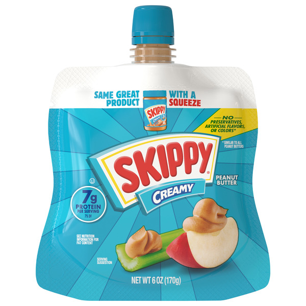SKIPPY Peanut Butter Squeeze Pack Creamy, 6 OZ