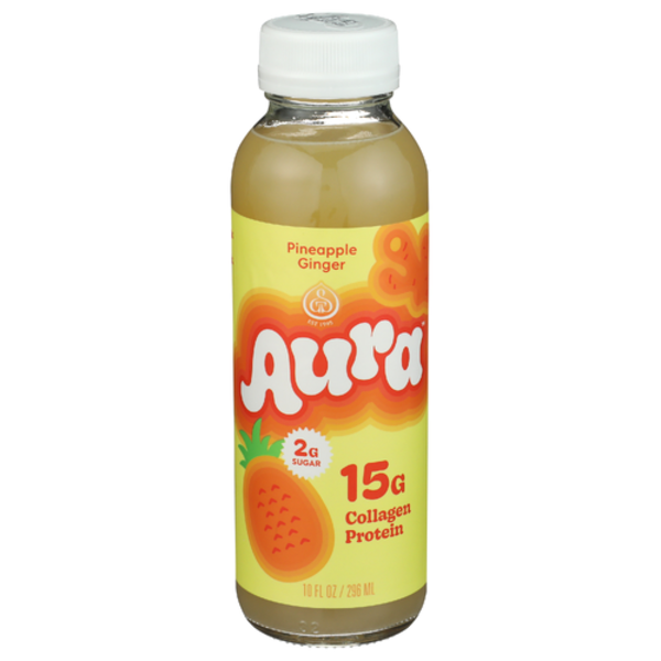 Gt's Living Foods Aura Pineapple Ginger Collagen Protein Drink