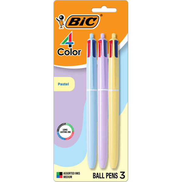 BIC Assorted Pastel Barrels 4-Color Retractable Ball Point Pen