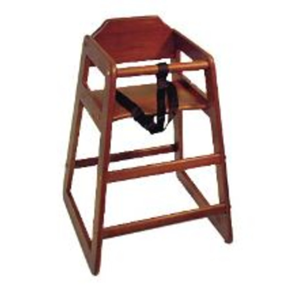 Hardwood High Chair, stackable, mahogany finish (assembled)