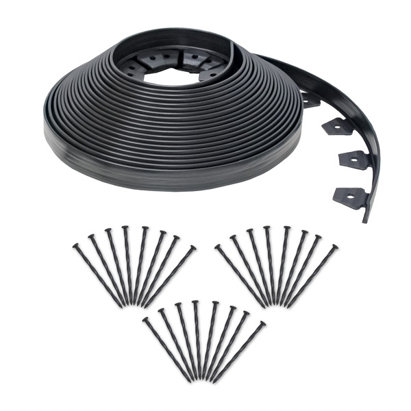 Easy Flex 60-ft x 1.5-in No-Dig Black Plastic Landscape edging roll with stakes