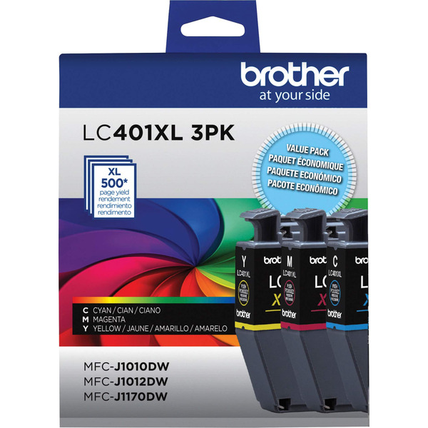 Brother LC401XL 3PK High-Yield 3-Pack Color Ink Cartridges - Cyan, Magenta, Yellow