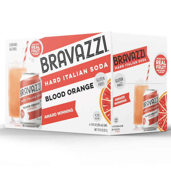 Bravazzi Hard Italian Soda, Blood Orange, Gluten Free, 4.2% ABV