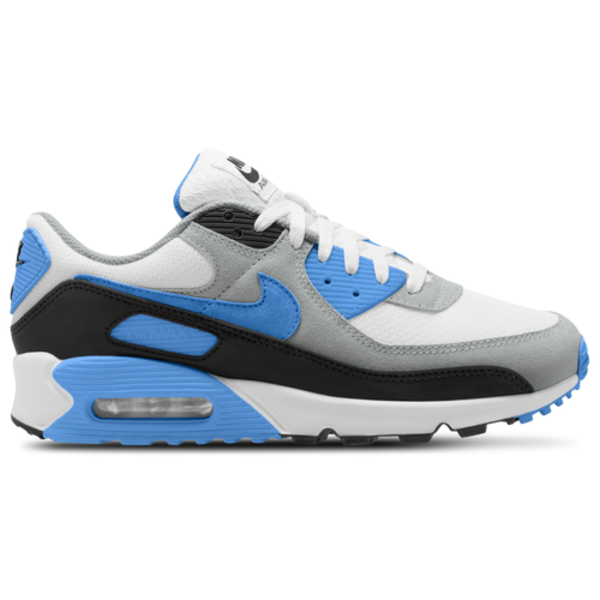 Nike Men's Air Max 90 Shoes, Size 12, Medium/D - White/Blue Crystal/Lt Smoke Grey/Black