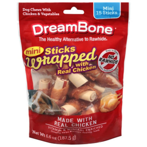DreamBone Sticks Wrapped Real Chicken Mini Dog Chews with Chicken & Vegetables
