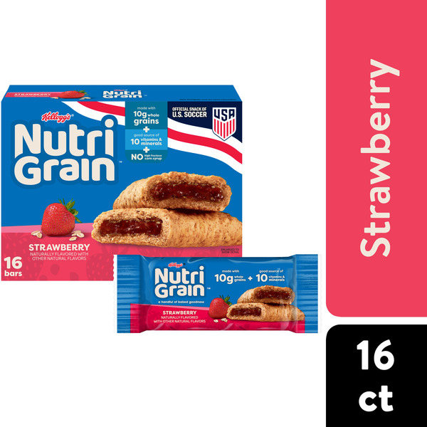 Kellogg’s Nutri-Grain Strawberry Breakfast Bars, Made with 10g Whole Grains, Value Pack