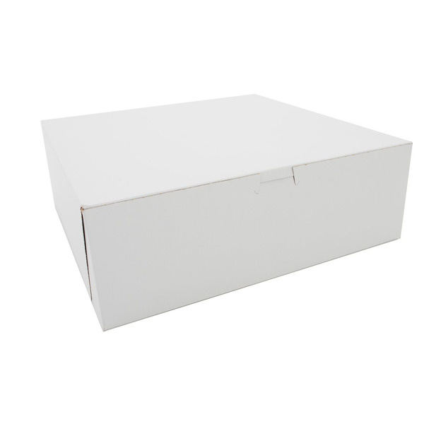 Southern Champion - 0985 White Lock-Corner Bakery Box, 12"L x 12"W x 4"H - 100 ct