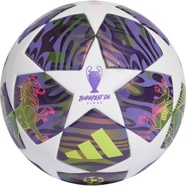 adidas UEFA Champions League 25/26 Final League Soccer Ball, Size 4 - White/Purple/Yellow/Pink