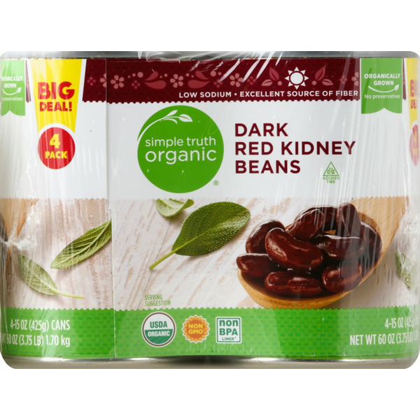 Kroger Simple Truth Kidney Beans, Dark Red, 4 Pack SameDay Delivery or