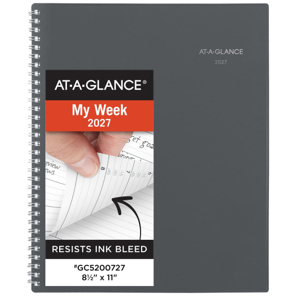 AT-A-GLANCE DayMinder 2027 Weekly/Monthly Appointment Book Planner, 8.5 x 11 in - Gray
