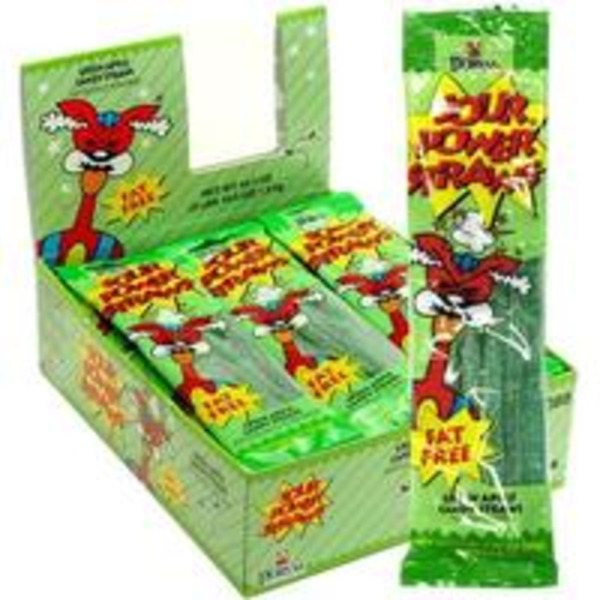 Sour Power - Green Apple Candy Straws - 24 ct
