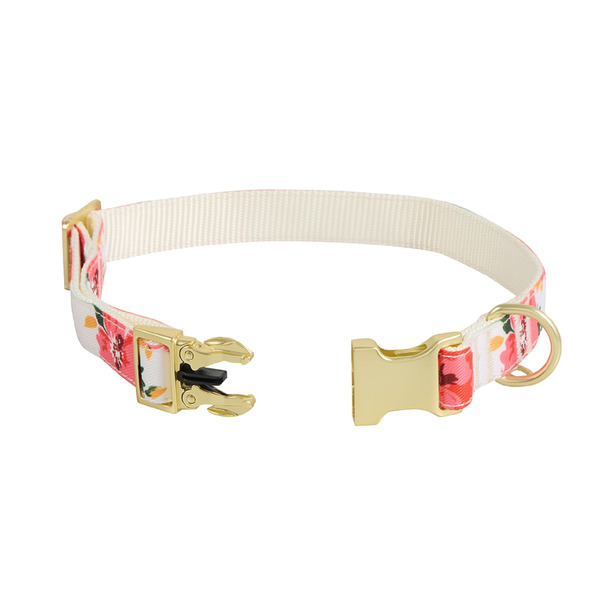 Top Paw Floral Dog Collar, Medium - White