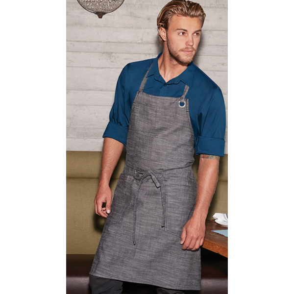 Corvallis Bib Apron, 34"L x 30"W, black-steel gray