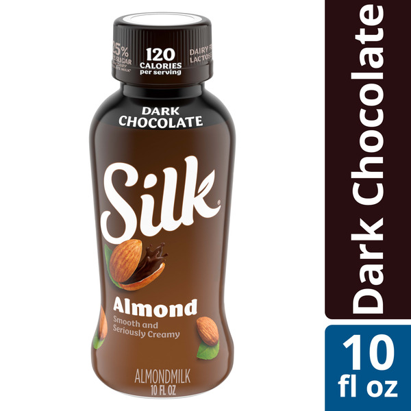 Silk Almond Milk, Dark Chocolate, Shelf Stable, Dairy Free, Lactose Free, Gluten Free Vegan Milk with 120 Calories and 21g Sugar per Serving, 10 FL OZ Bottle