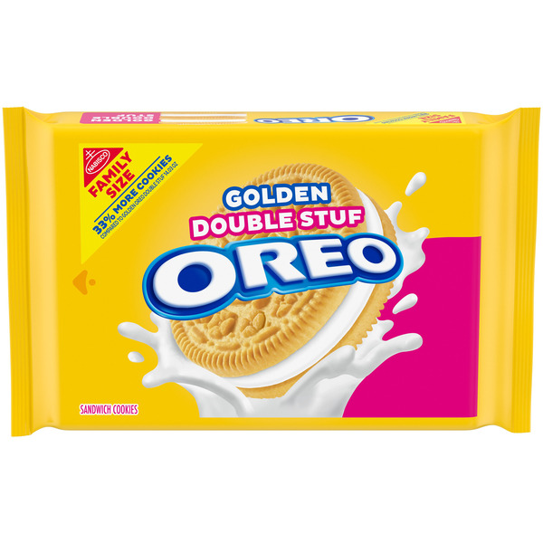 Oreo Double Stuf Golden Sandwich Cookies, Family Size 18.71 oz